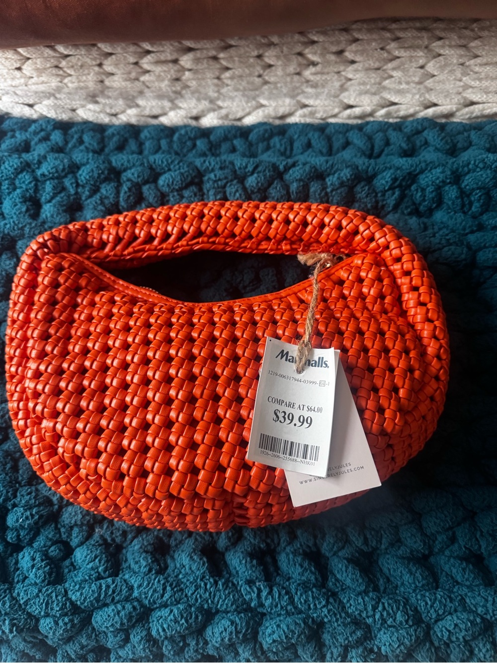 Sincerely Jules Bright Orange Woven Mini Handbag